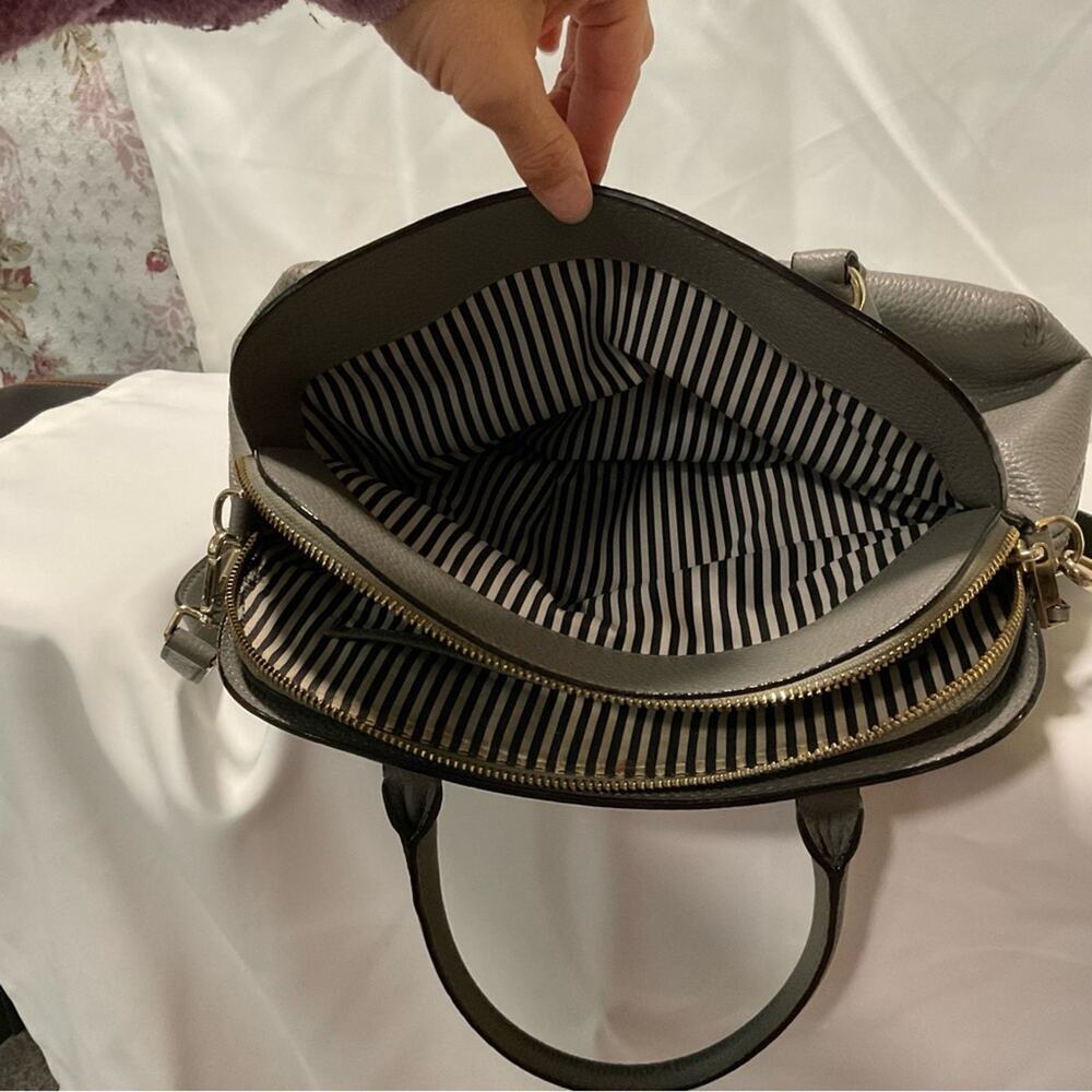 Kate Spade Jackson Street Lottie Leather Handbag Purse Crossbody Gray Classic - Picture 14 of 15